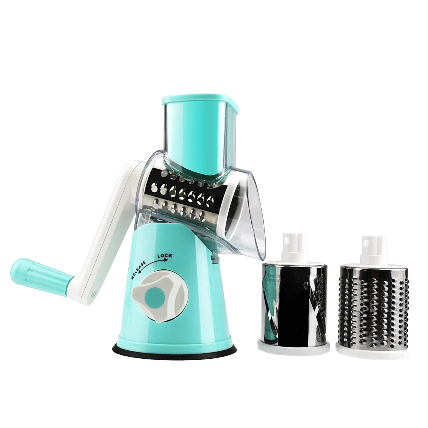 Benwish Round Mandoline Drum Slicer Rotary Cheese Grater