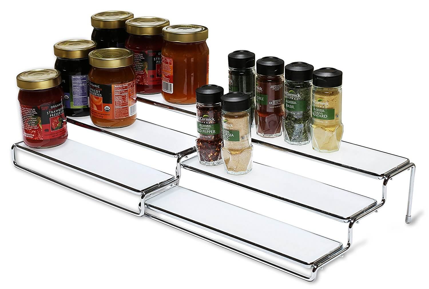 for Kitc 4 Tier Spice Rack Organizer Step Shelf Countertop Spice Storage Holder 