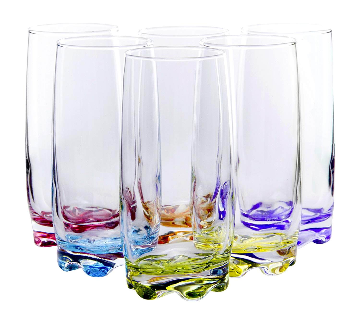 Red Co. Vibrant Splash Water Beverage Highball Glasses