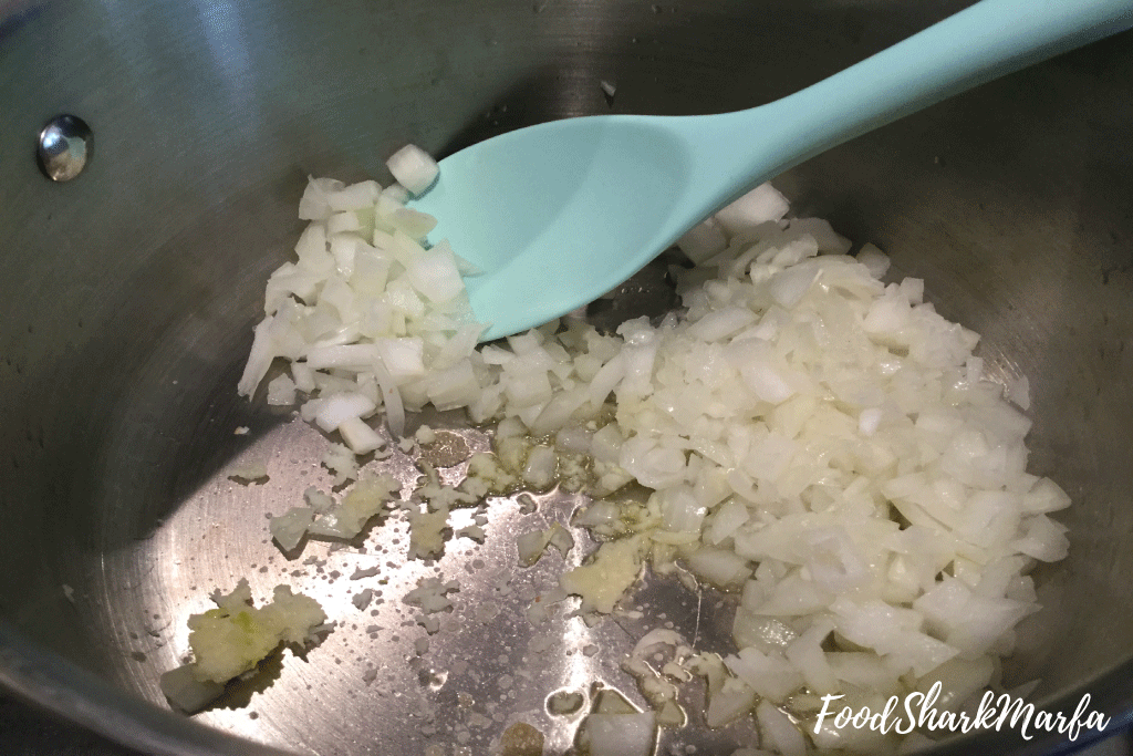 Step 2 Mince garlic and sauté with the onion Step 2 Mince garlic and sauté with the onion