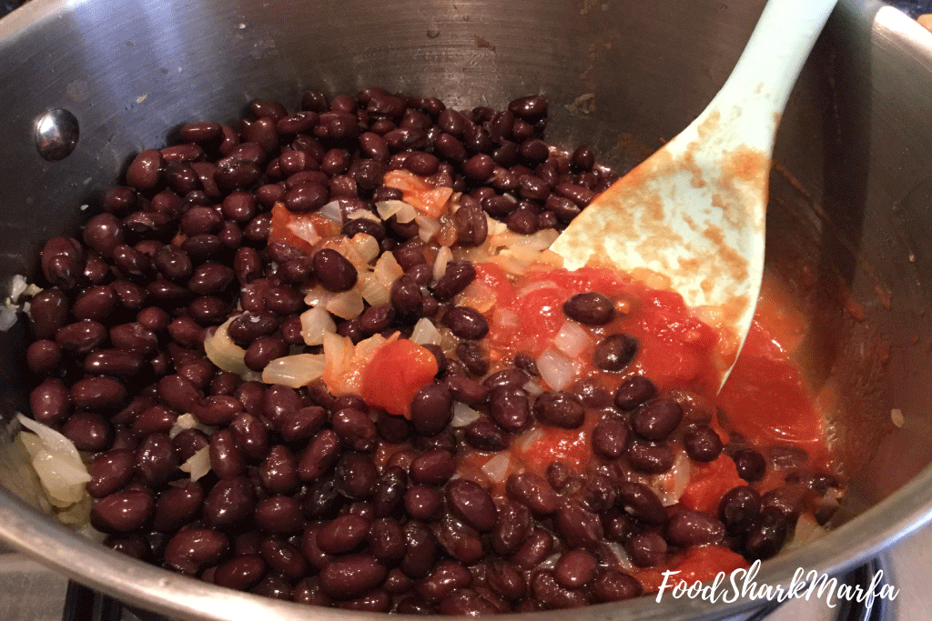 Step 4 Add black beans and chopped tomatoes Step 4 Add black beans and chopped tomatoes