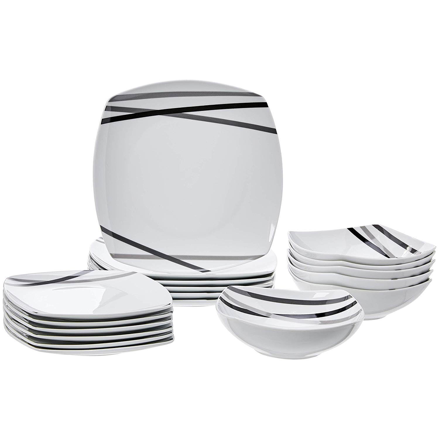 AmazonBasics 18-Piece Square Kitchen Dinnerware Set