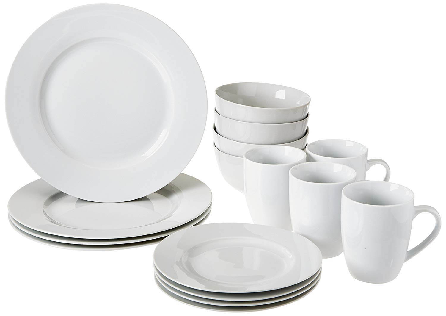 AmazonBasics White 16 Piece Dinnerware Set