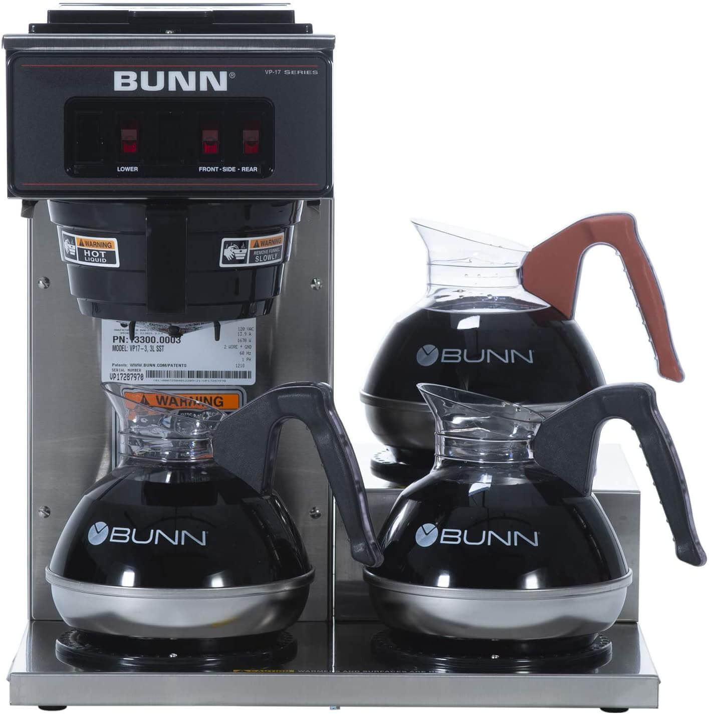 Bunn 13300.003 VP17-3SS3L Pour-Over Commercial Coffee Brewer