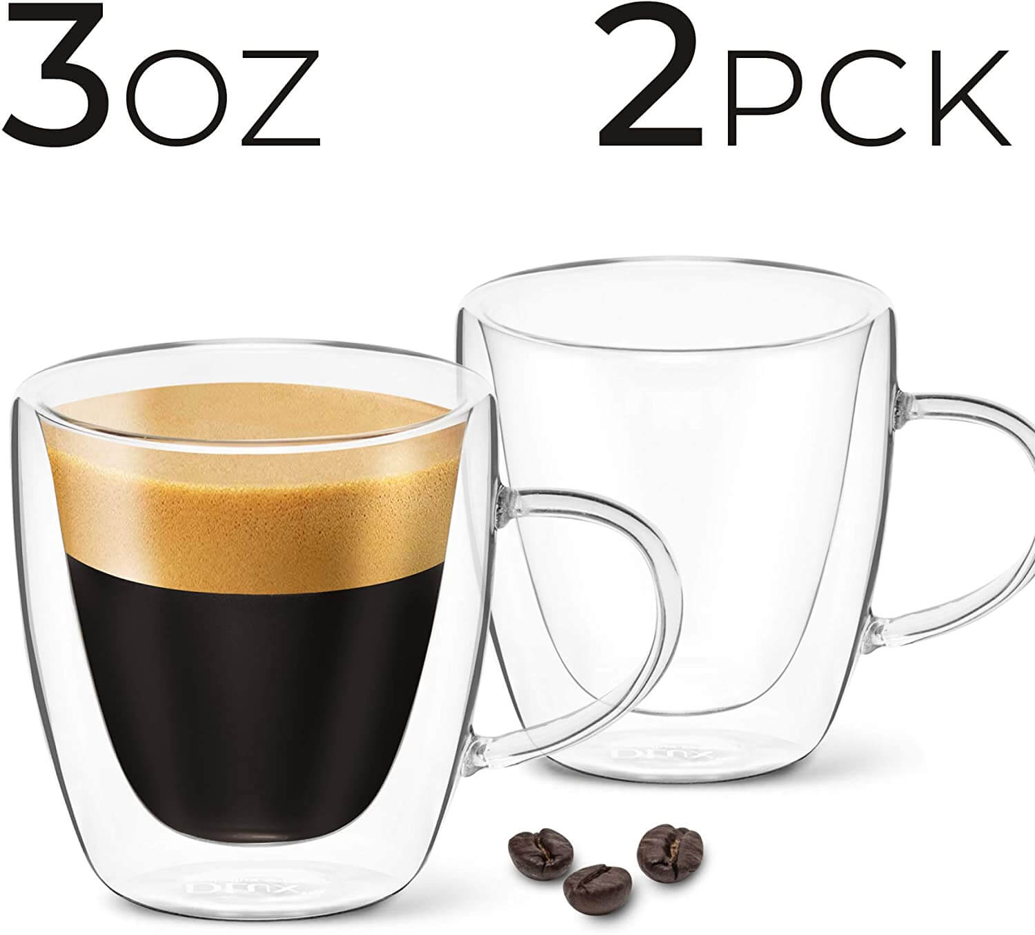 DLux Double-Wall Clear Glass Espresso Cups DLux Double-Wall Clear Glass Espresso Cups