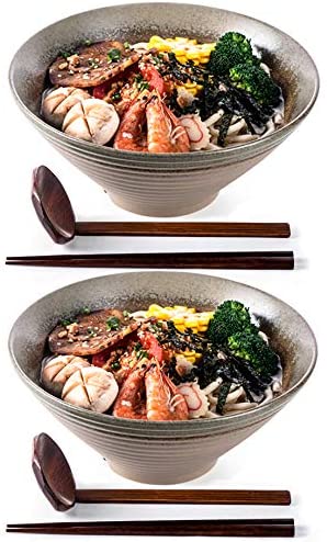 NJCharms Large Ceramic Ramen Soup Bowls