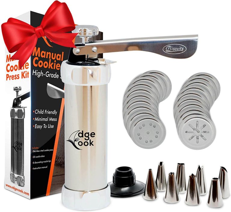 Metal Cookie Press Set With 13 Discs & 8 Tips - Stainless Steel Baking Gun Kit