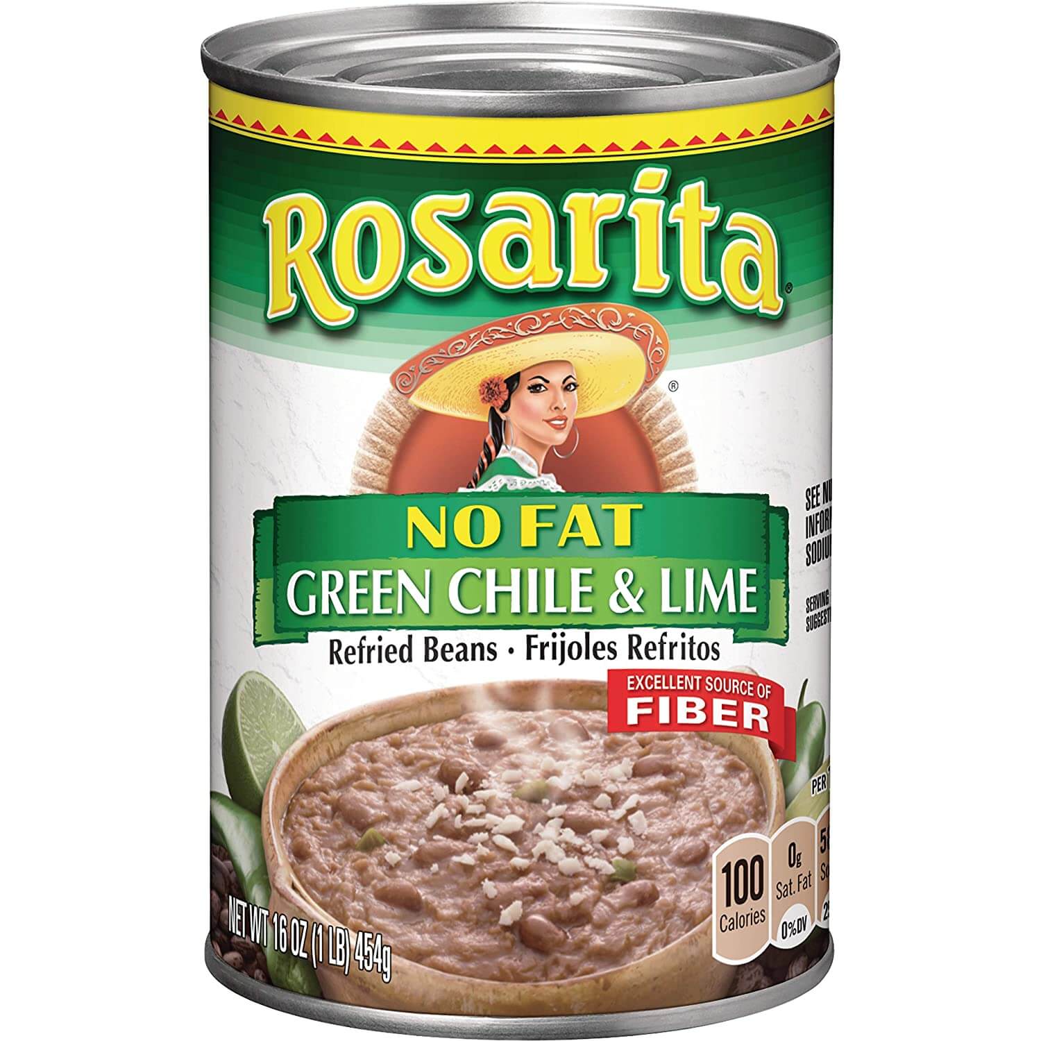 Rosarita No Fat Refried Beans with Green Chile and Lime