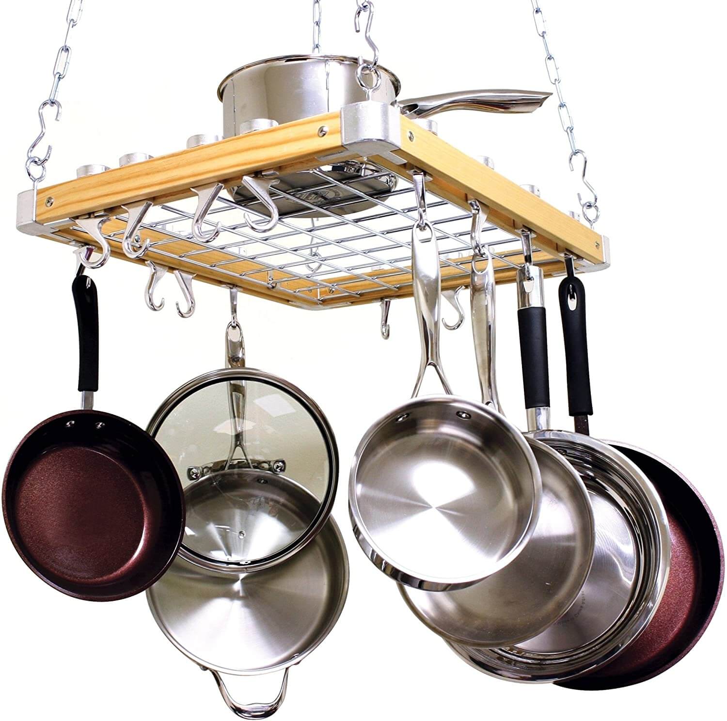 Cooks Standard Ceiling Mounted Wooden Pot Rack