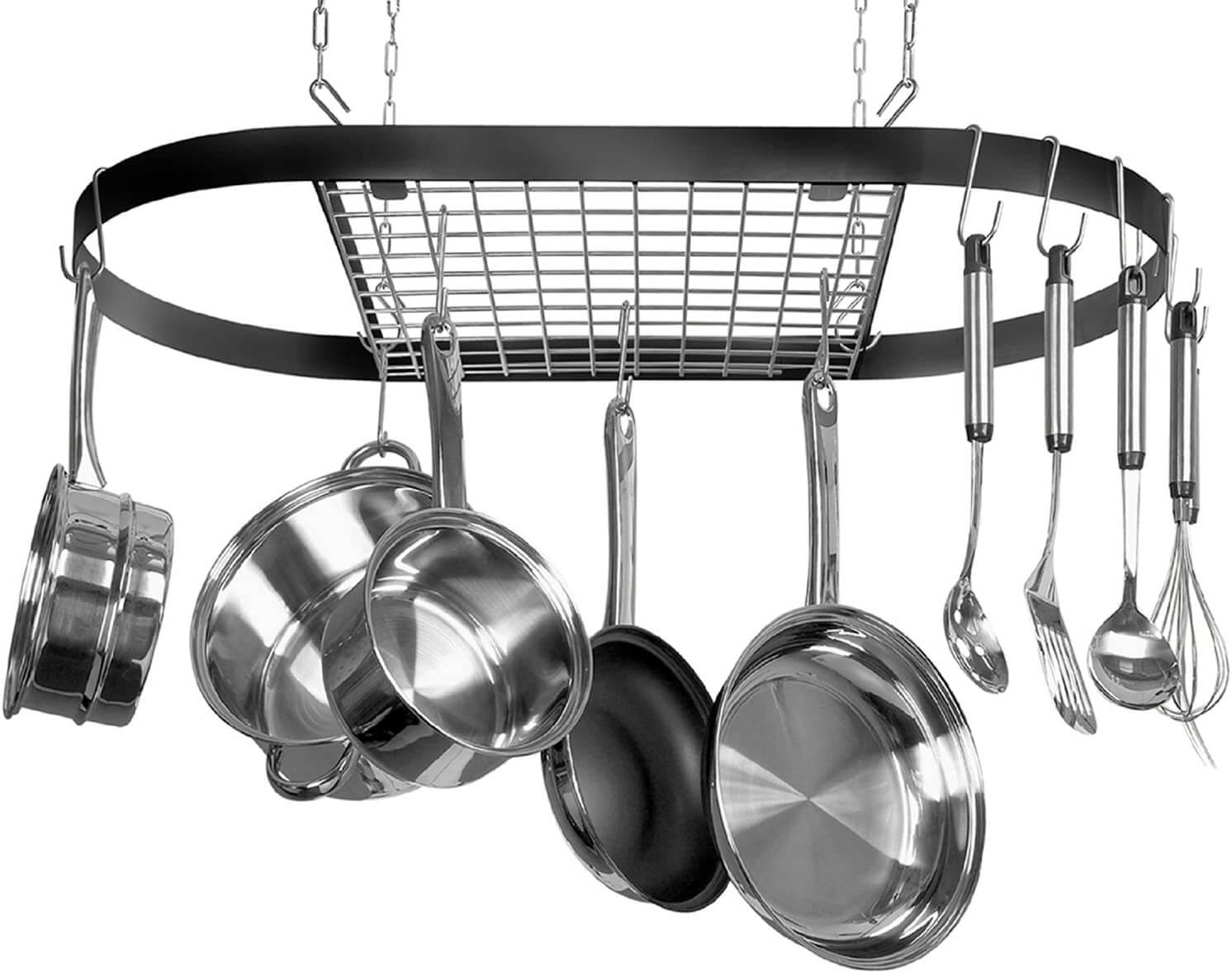 Kinetic Pot Rack, Black with Silver Rack