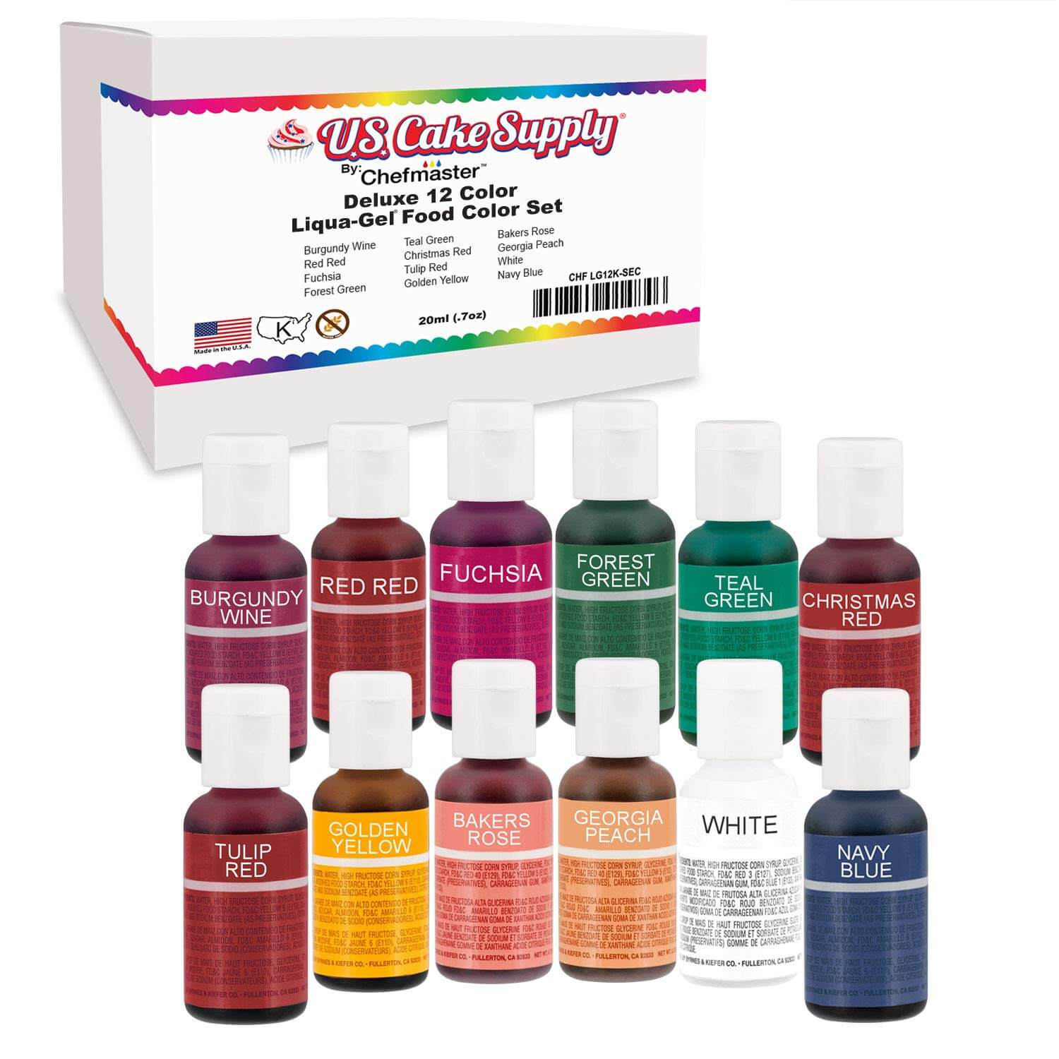 U.S. Cake Supply 12 Color Cake Food Coloring Liqua-Gel
