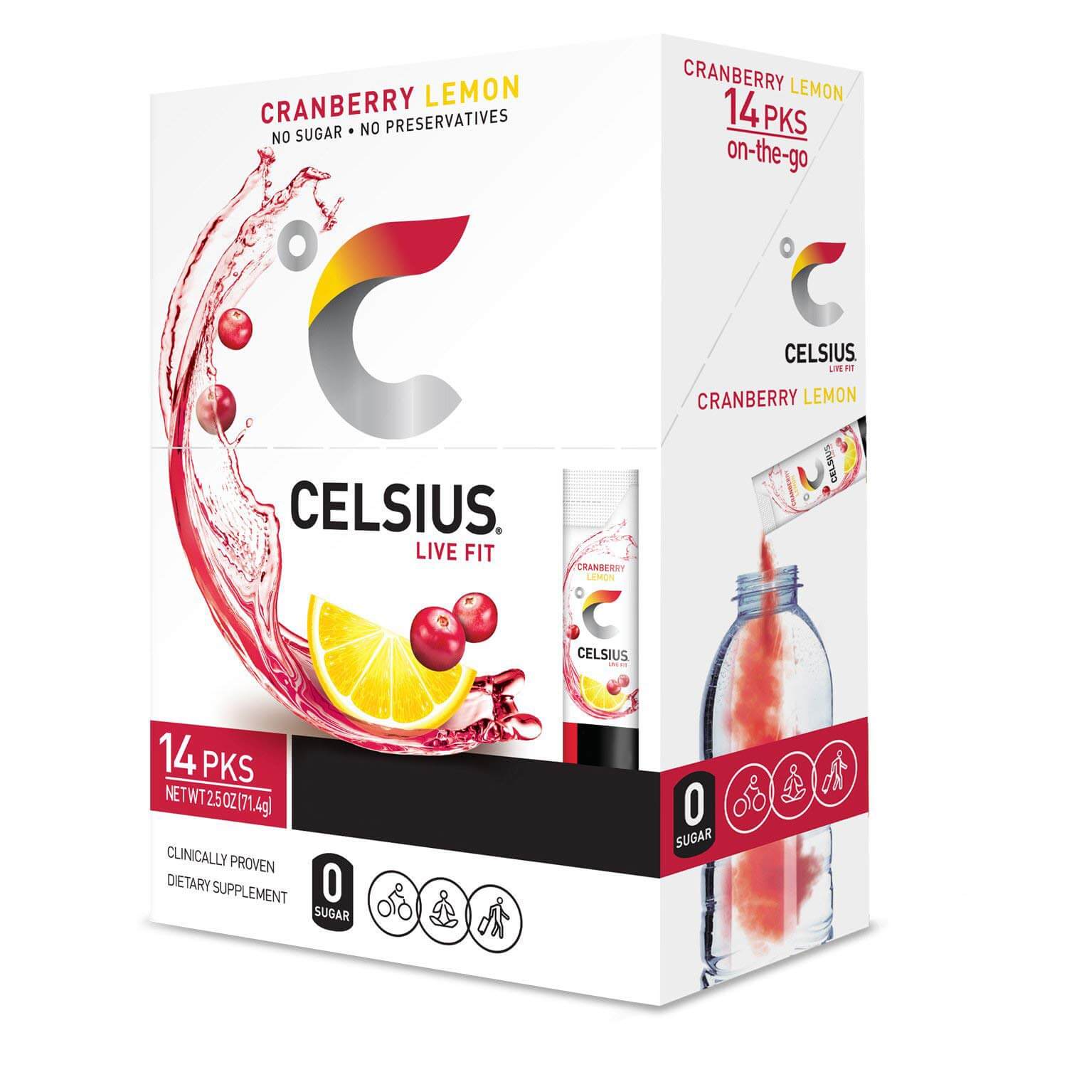 CELSIUS Cranberry Lemon On-the-Go Powder Stick Packs