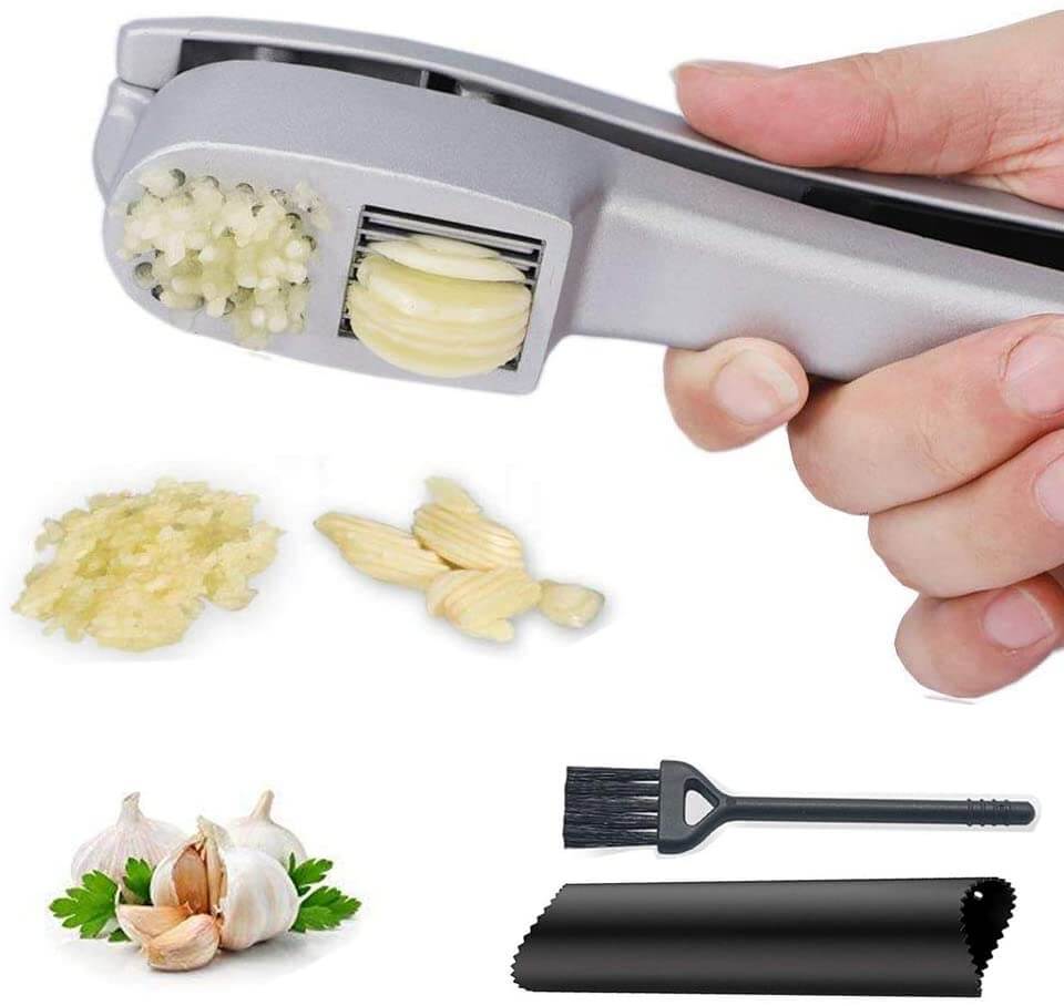 Garlic Press, 2 in 1 Mince & Slice, Ergonomic Design, Professional Ginger  Crusher with Good Grip, Easy to Clean and Squeeze(Green)