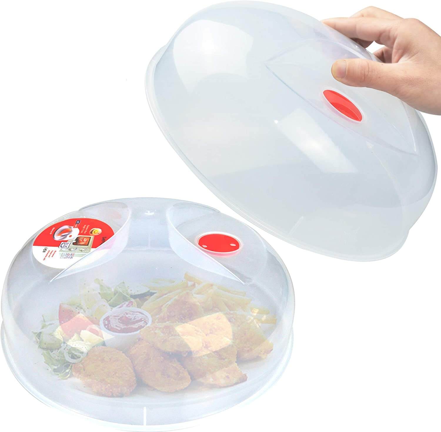 Microwave Splatter Cover Vented Glass Cover Splatter Guard Lid with Collapsible Silicone for Food As Pot Cover 11.8 inch Large Plate Cover for 6 7 8 9