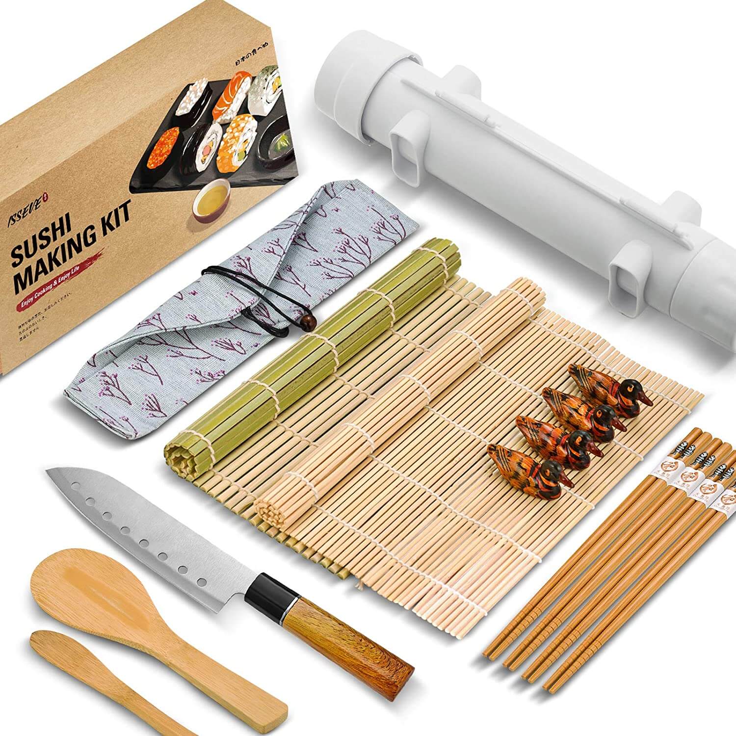 aya Sushi Roll Making [Kit] 2, Online Video Tutorials Complete with Knife &  Bamboo Mat, 12 Piece Set, Easy and Fun For Professional, [Sushi] [Roll]s