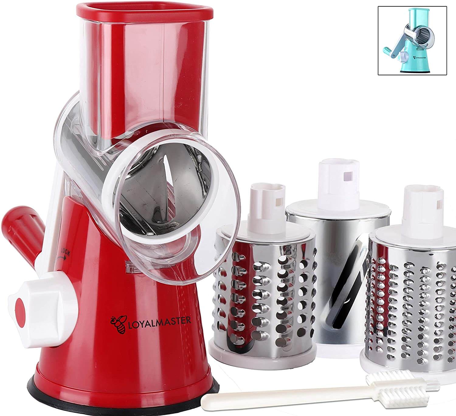 LOYALMASTER Manual Cheese Shredder Rotary Mandoline