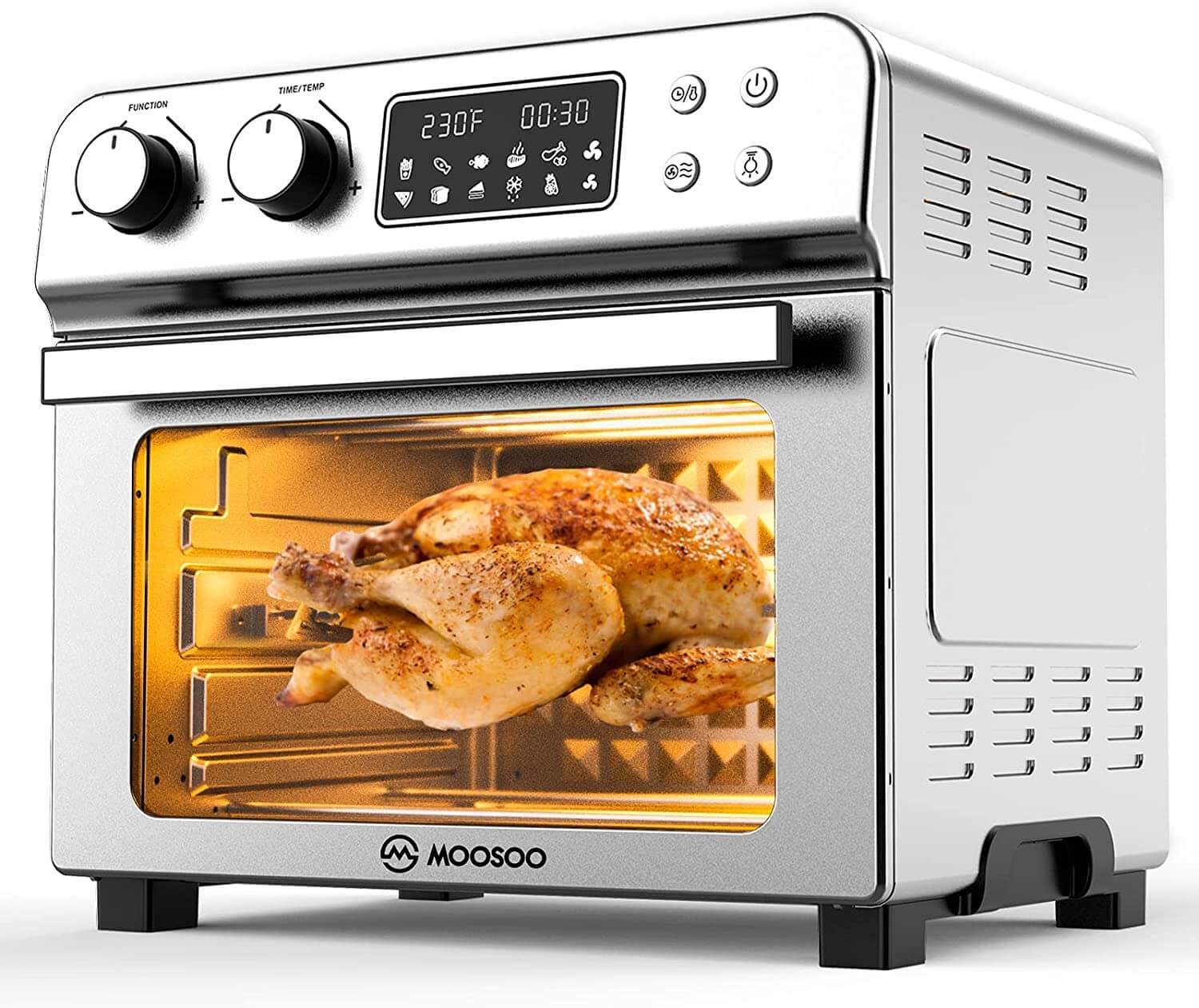 Moosoo New 19 Quart Air Fryer Oven 8-in-1 Toaster Oven with Time