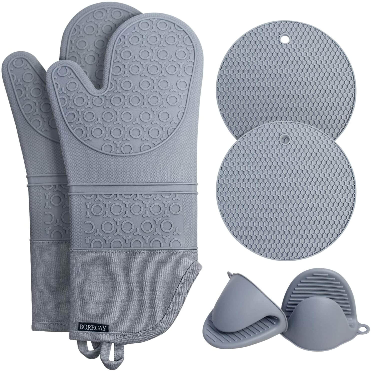 Rorecay Extra Long Oven Mitts and Pot Holders Sets